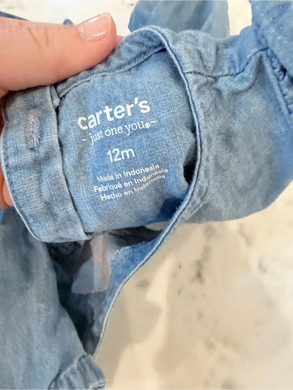 Carter's Blue Chambray Top with Red Star-Print Diaper Cover